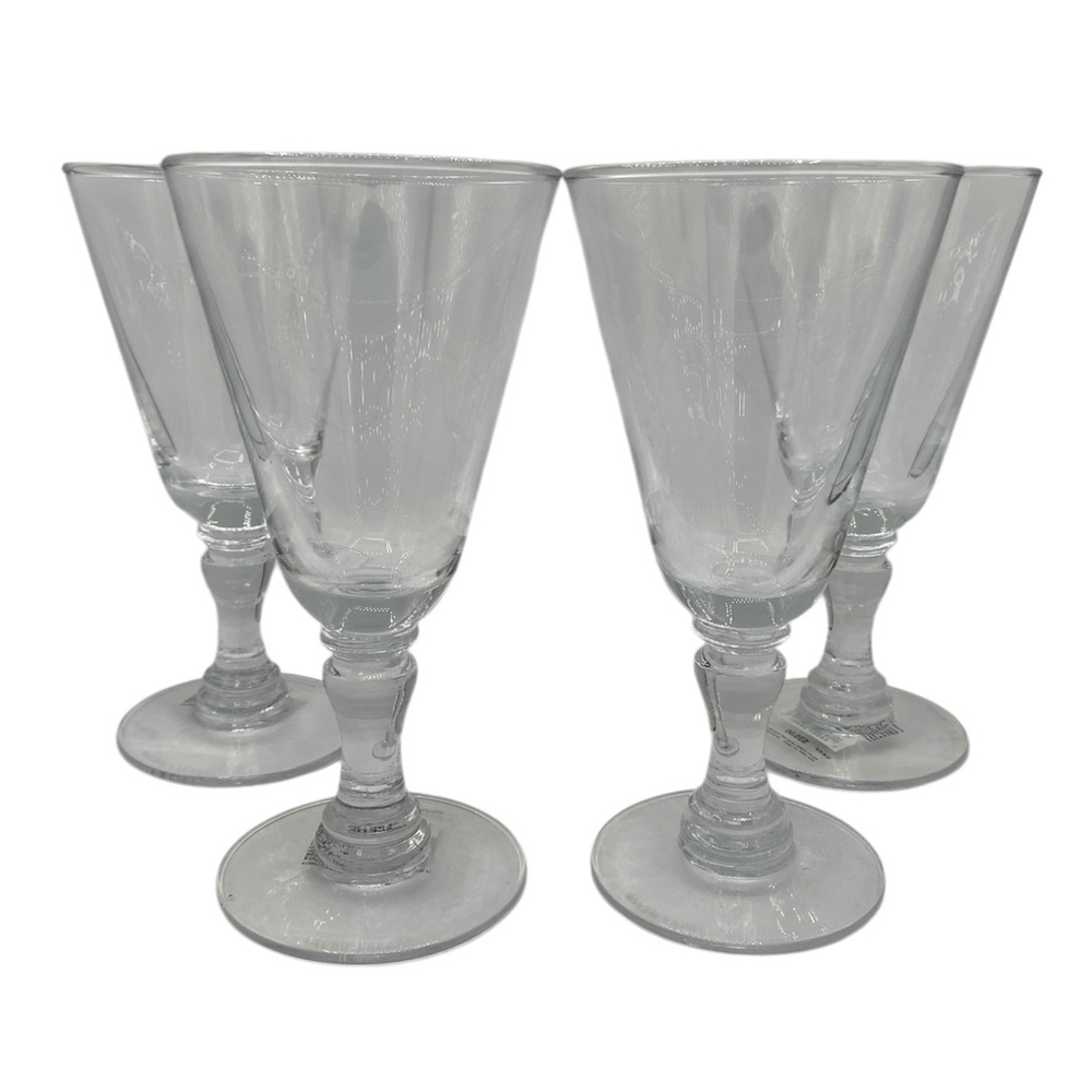 NWOT Set of 4 Ralph Lauren Ethan White Wine Clear Glass Goblet Set